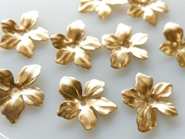 画像3: USA真鍮製　フラワーパーツ　変形フラワー穴あり　2個 (3)