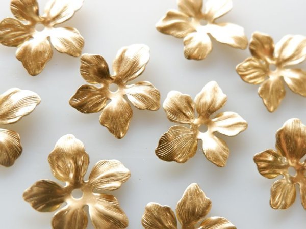 画像2: USA真鍮製　フラワーパーツ　変形フラワー穴あり　2個 (2)