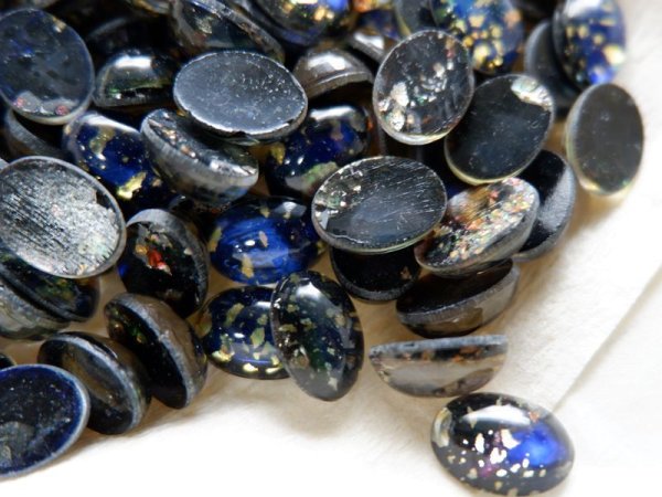 画像5: チェコヴィンテージ　【ブルーオパール14×10mm】2個　ストーンのみ　ドラゴンブレス　ファイヤーオパール (5)