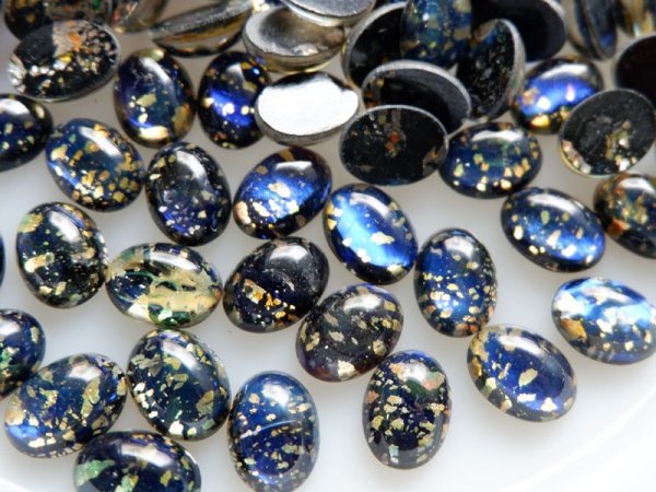 画像3: チェコヴィンテージ　【ブルーオパール14×10mm】2個　ストーンのみ　ドラゴンブレス　ファイヤーオパール (3)