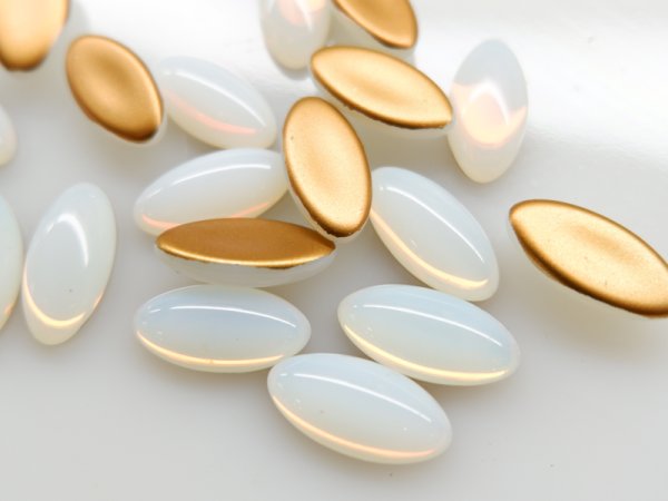 画像3: チェコヴィンテージ・ガラスカボション【ホワイト・オパール】20×10mm　2個 (3)