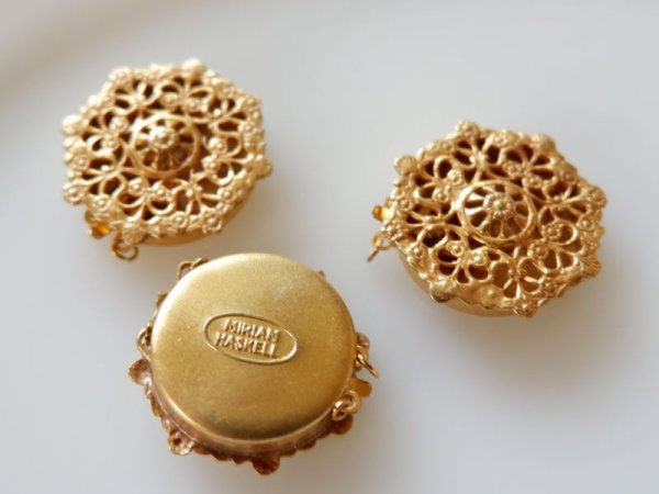 画像4: ミリアムハスケルデッドストック【刻印あり　8角形フィリグリー【小】マットゴールド2連】クラスプ　 (4)