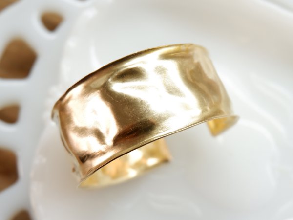 画像2: USA真鍮製【ナミナミワイドバングル・25ミリ】1個 ※レターパック不可 (2)