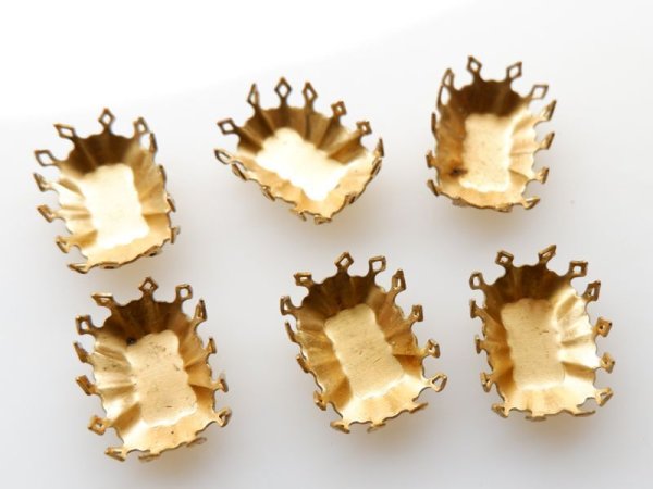 画像2: ヴィンテージUSA真鍮製 　クラウンセッティング【オクタゴン18×13ミリ】2個 (2)