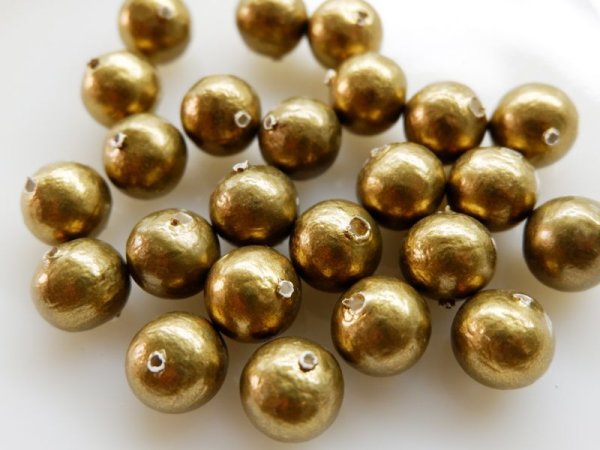画像2: ドイツのコットンパール【ラウンド・ブロンズ13.5ミリ】6個　ペーパーマッシュ　　　　　 (2)