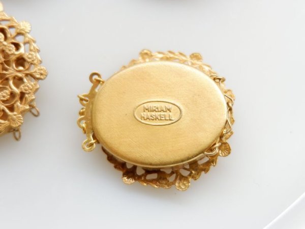 画像3: ミリアムハスケルデッドストック【刻印あり　8角形フィリグリー【大】マットゴールド4連】クラスプ　 (3)