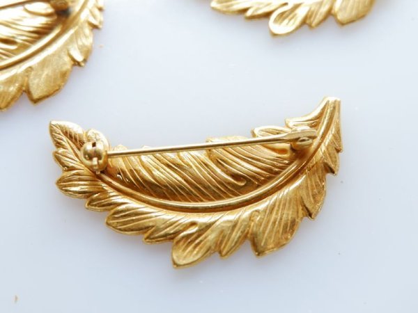 画像3: ミリアムハスケル　ロシアンゴールド【刻印無し　スモールフェザーブローチベース】ハスケルパーツ　0328 (3)