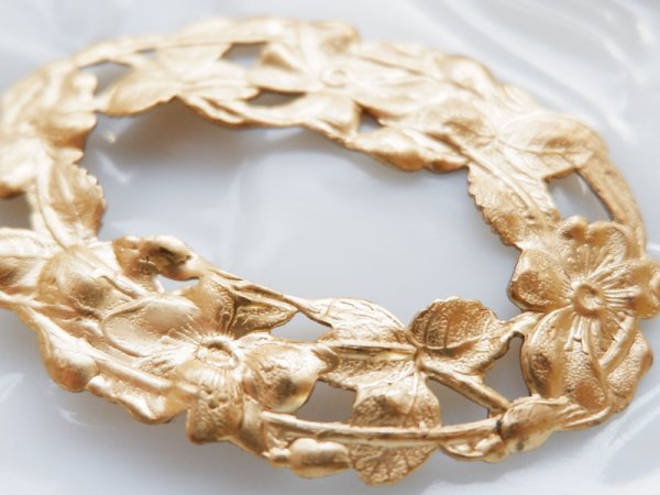 画像4: USA真鍮製 　オーバル・フラワーフレーム　73ミリ　1個 (4)