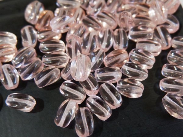 画像4: ドイツヴィンテージ・ガラスビーズ【ねじれオブロング・ロザリン9ミリ】50粒 (4)