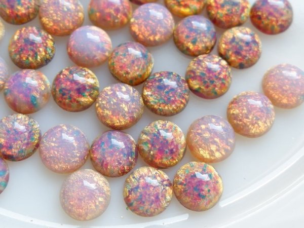 画像4: チェコヴィンテージ　ファイヤーオパール　ラウンド11mm　2個　ストーンのみ (4)