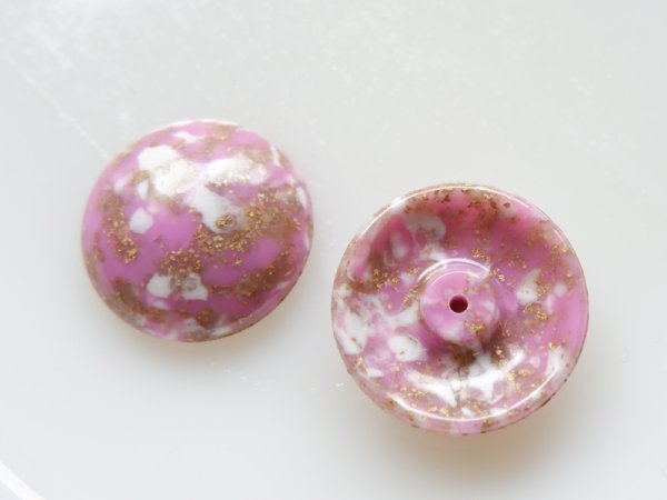 画像3: ドイツヴィンテージのカボション【ローズモザイク】 2個　26mm (3)