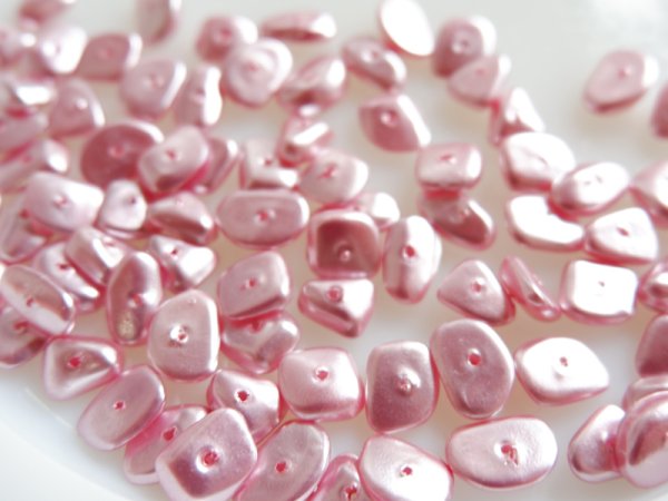 画像2: ヴィンテージ 平らなミックスパールビーズ【ピンク】50個  (2)