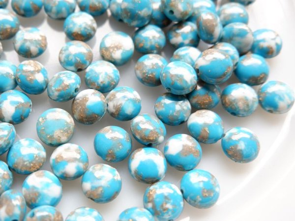 画像3: ドイツヴィンテージのビーズ【ターコイズモザイク】 20個　10mm (3)