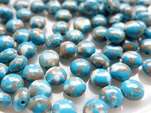 画像2: ドイツヴィンテージのビーズ【ターコイズモザイク】 20個　10mm (2)