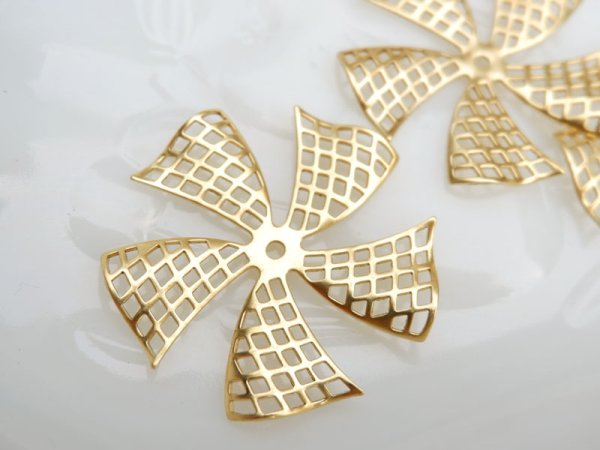 画像2: USA真鍮製　スタッカブルフラワーパーツ【メッシュ5ペタル】ラージ1個 (2)