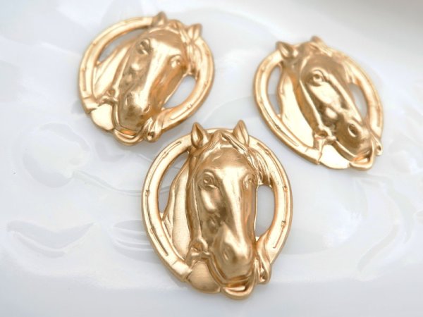 画像2: USA真鍮製・馬蹄ホース　スタンピング　1個 (2)