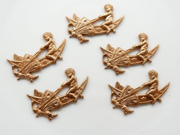 画像3: USAヴィンテージ真鍮製パーツ【バタフライ＆天使B】2個　 (3)