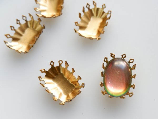 画像4: ヴィンテージUSA真鍮製 　クラウンセッティング【オクタゴン18×13ミリ】2個 (4)