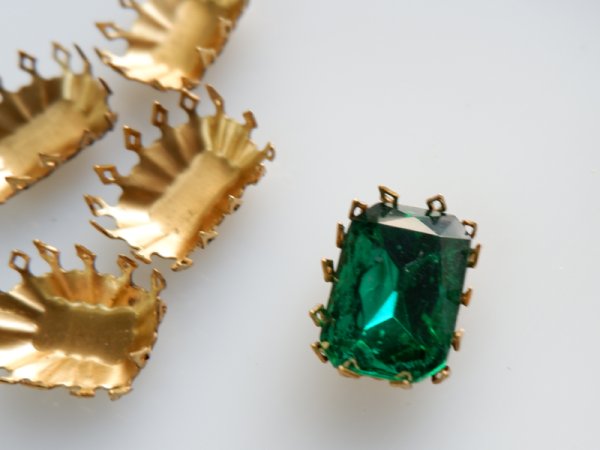 画像3: ヴィンテージUSA真鍮製 　クラウンセッティング【オクタゴン18×13ミリ】2個 (3)