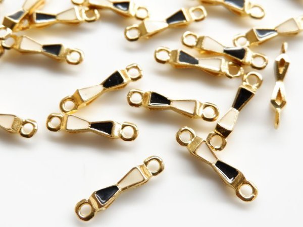 画像5: ジャパンヴィンテージ・エナメルコネクター【ブラック×アイボリー】10個 (5)