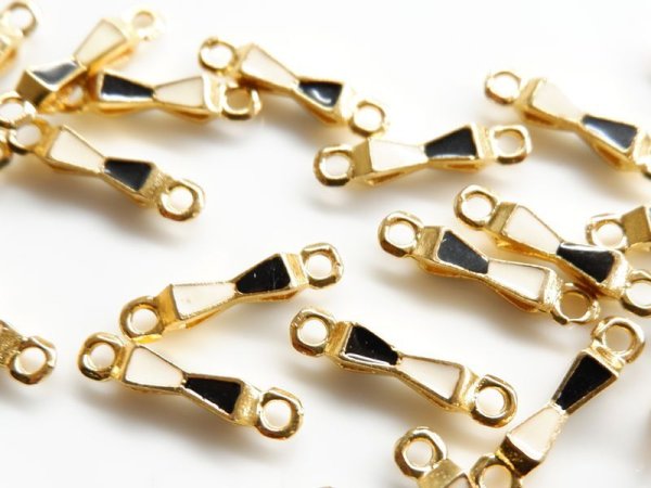 画像4: ジャパンヴィンテージ・エナメルコネクター【ブラック×アイボリー】10個 (4)