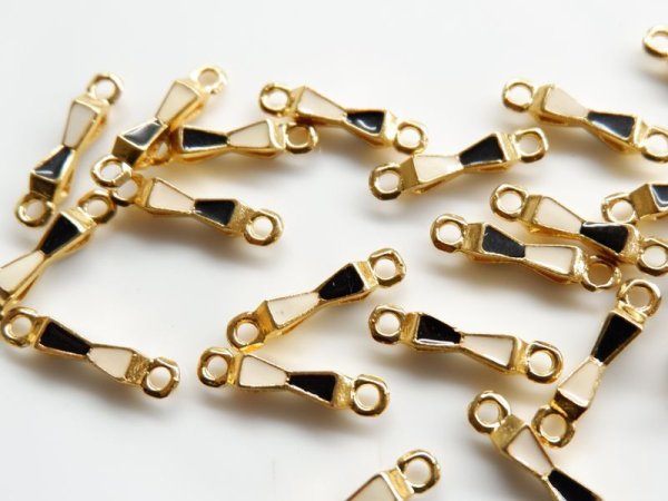 画像3: ジャパンヴィンテージ・エナメルコネクター【ブラック×アイボリー】10個 (3)