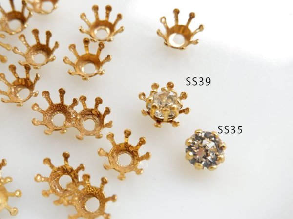 画像3: ヴィンテージ・ミリアムハスケル ゴールドメッキ【ツブツブ・スタッカブルパーツ】10個 ビーズキャップ (3)