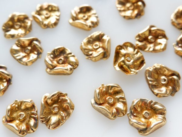 画像2: ミリアムハスケル　デッドストック【アンティークゴールド・フラワー大】【0706】4個 (2)