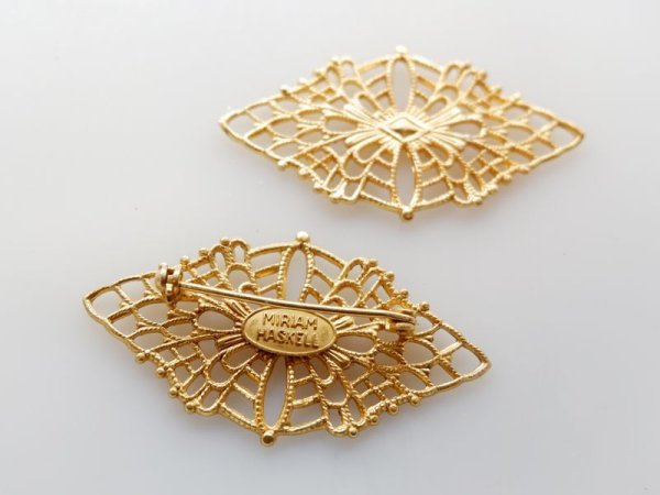 画像3: ミリアムハスケル　【刻印あり　菱形ブローチセット】ハスケルパーツ　1個　0328 (3)