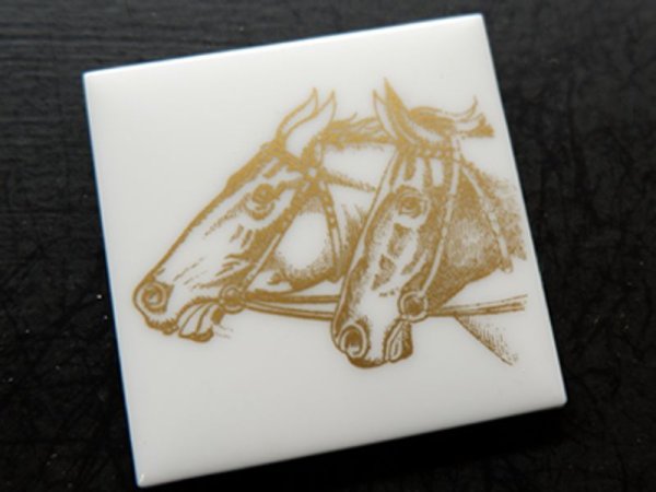 画像3: ドイツヴィンテージ・スクエアピクチャーカメオ　アクリル製【ホース】1個 (3)