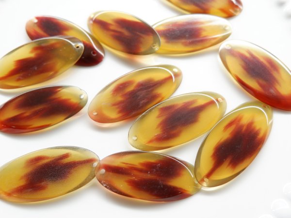 画像4: ドイツヴィンテージ・ガラリス【G柄　半透明オーカー×ブラウン】ドロップ　　ビーズ (4)