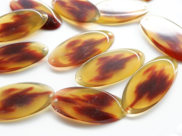 画像2: ドイツヴィンテージ・ガラリス【G柄　半透明オーカー×ブラウン】ドロップ　　ビーズ (2)