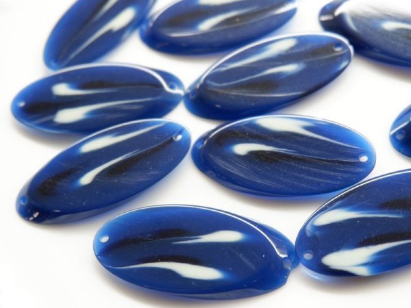 画像3: ドイツヴィンテージ・ガラリス【H柄　ブルー】ドロップ　　ビーズ (3)