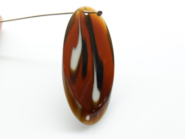 画像4: ドイツヴィンテージ・ガラリス【D柄　チョコ】ドロップ　　ビーズ (4)