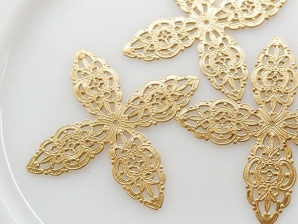 画像4: USA真鍮製フィリグリー【ラージ4ポインテッド・フラット】1個 (4)