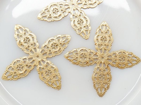 画像3: USA真鍮製フィリグリー【ラージ4ポインテッド・フラット】1個 (3)