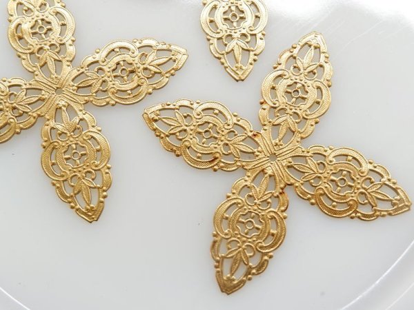 画像2: USA真鍮製フィリグリー【ラージ4ポインテッド・フラット】1個 (2)