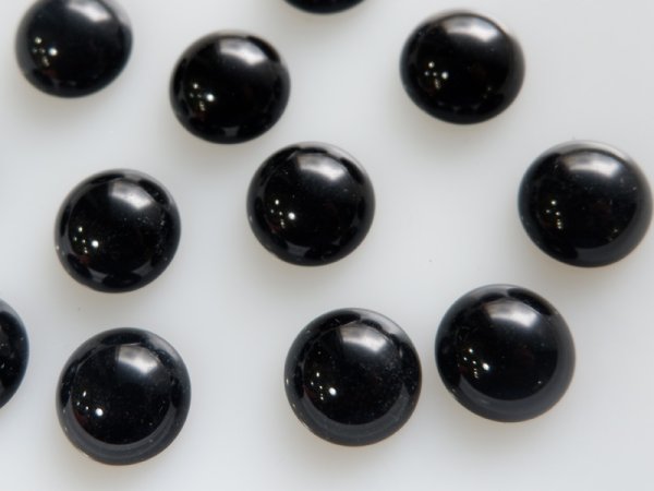 画像3: チェコヴィンテージ・ガラスカボション【ラウンド・ブラック】15mm　2個 (3)