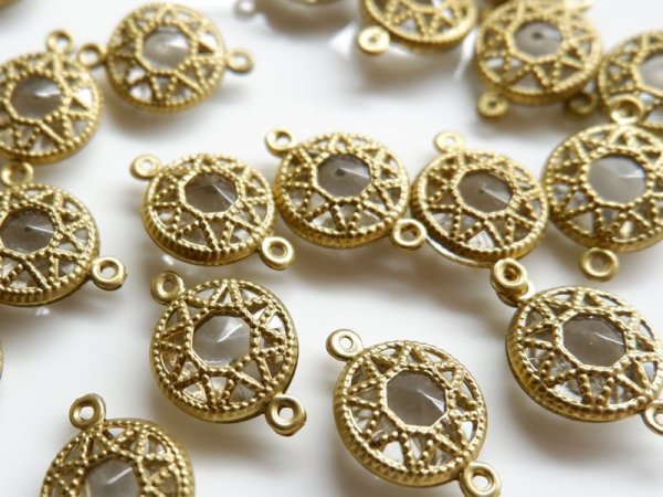 画像3: ジャパンヴィンテージ・ルーサイト＋真鍮フィリグリーコネクター【クリアー】 (3)