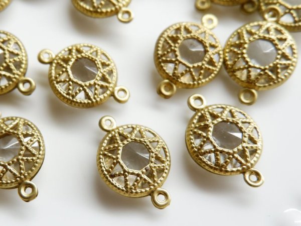 画像2: ジャパンヴィンテージ・ルーサイト＋真鍮フィリグリーコネクター【クリアー】 (2)