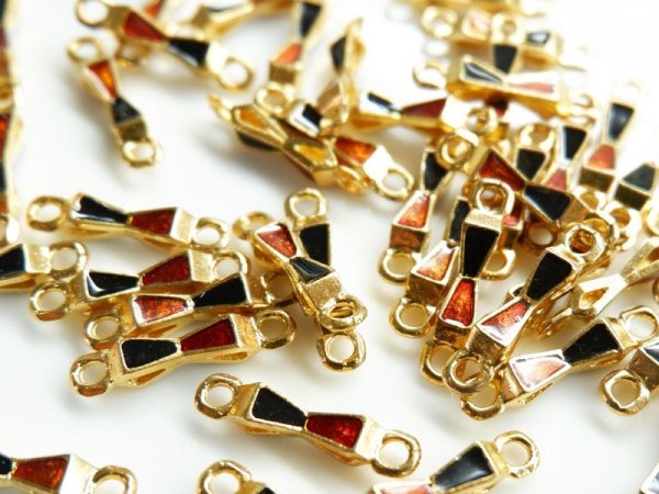 画像3: ジャパンヴィンテージ・エナメルコネクター【ブラック×ブラウン】10個 (3)