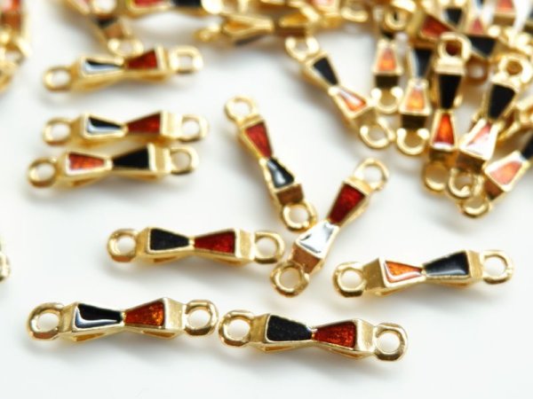 画像2: ジャパンヴィンテージ・エナメルコネクター【ブラック×ブラウン】10個 (2)