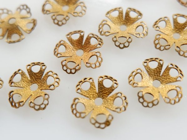 画像3: ミリアムハスケル　未メッキ　ミニ・テクスチャー・フィリグリーフラワー　2個 (3)