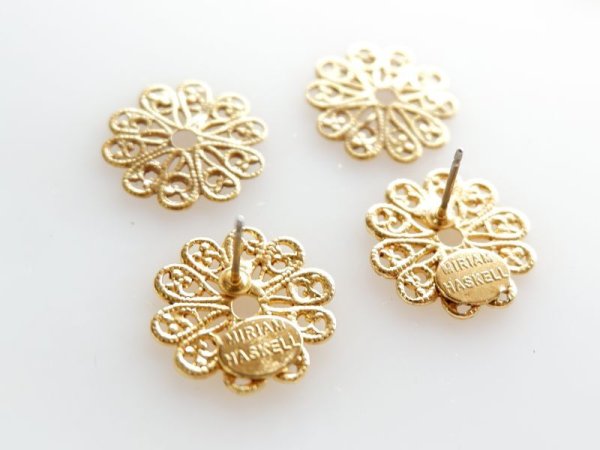 画像2: ミリアムハスケルデッドストック【バックスタンプ有　フィリグリー・ピアス金具セット】　　ハスケルパーツ (2)