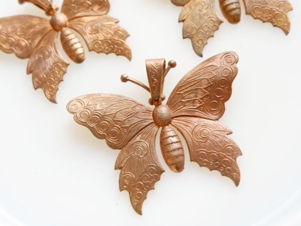 画像3: ミリアムハスケル　デッドストック　バタフライ・ペンダントトップ【銅色未メッキ】1個　　0328 (3)
