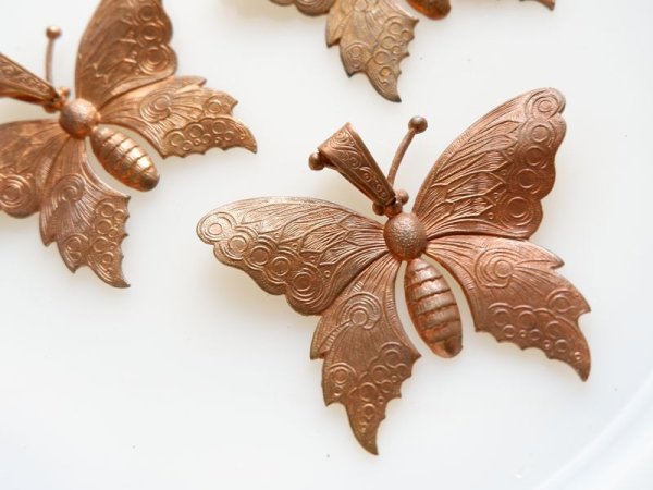 画像2: ミリアムハスケル　デッドストック　バタフライ・ペンダントトップ【銅色未メッキ】1個　　0328 (2)