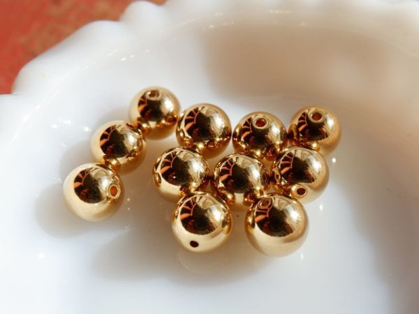画像2: ジャパンヴィンテージ　スペーサービーズ【ラウンド・ゴールド10ミリ】10個 (2)
