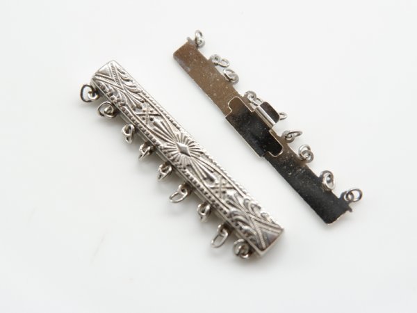 画像2: USAヴィンテージクラスプ　【シルバーレクタングル9連】1個 (2)