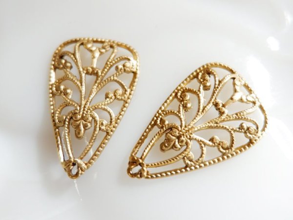 画像5: USA真鍮製　ミリアムハスケルと同じ三角フィリグリー【小】2個 (5)