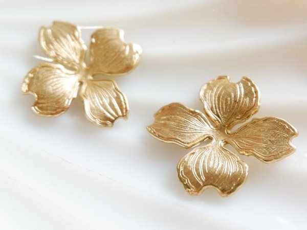 画像2: USA真鍮製　フラワーパーツ【ハナミズキ・小】　2個 (2)